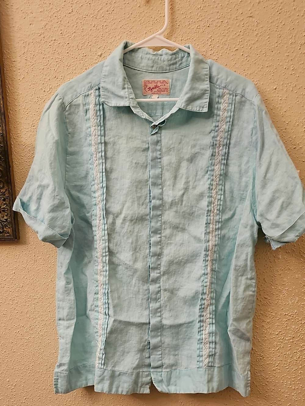 Izcalli Aqua Mens Linen Shirt